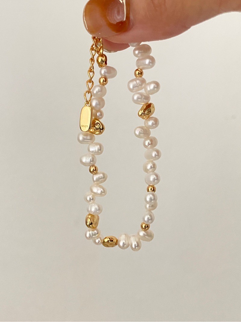1 Piece Quantity Holiday Occasion Vacation Simple Style Round Imitation Pearl Beaded Chain Beaded Bracelets Wholesale