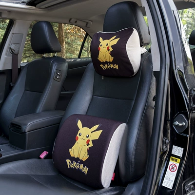 car supplies, Waist support - black-pikachu-diamond-head-pillow-combination