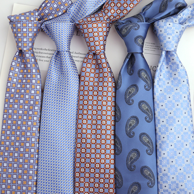 블루 타이 남자의 높은 감각 레트로 스타일 비즈니스 패션 넥타이 신사 올 매치 셔츠 세트 핸드 타이