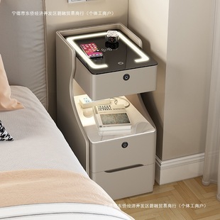 2024 New Style Sandwich Bedside Table Cream Style Mini Small Solid Wood 30cm Home Bedroom Bedside Table Ultra Narrow