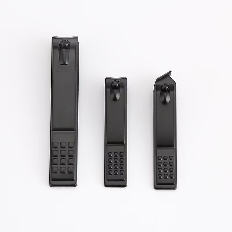 泳黑碳钢大中小单个指甲刀三个装平口指甲剪斜口脚指甲钳家用圆尾