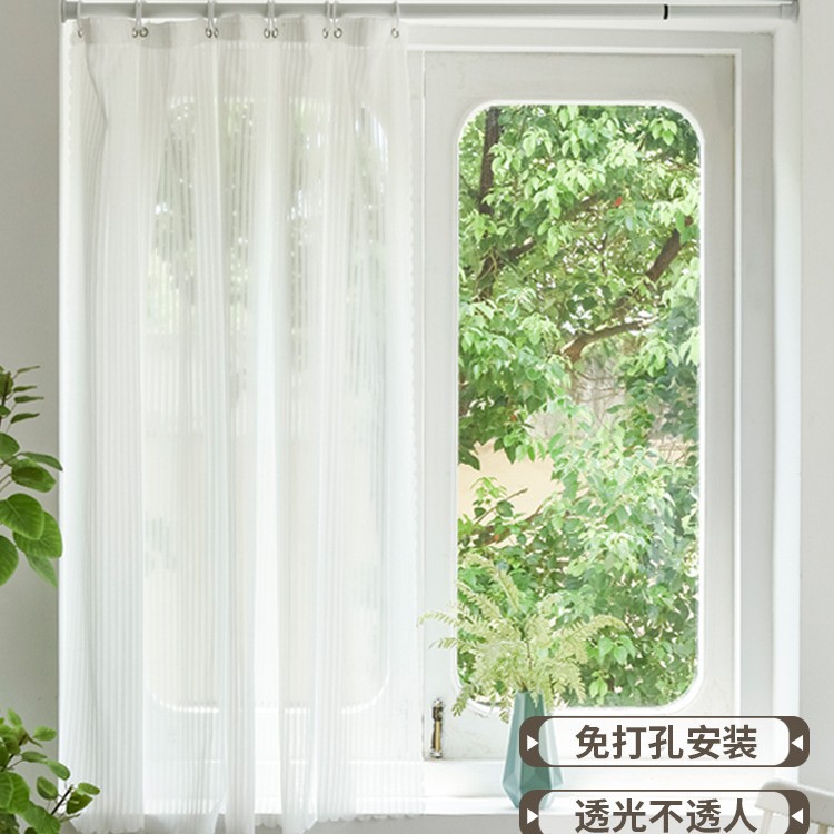Short Curtain for Installation Without Drilling, Lace Half Curtain for Kitchen and Bathroom Bay Window, Light-Blocking and Privacy-Giving Sheer Curtain