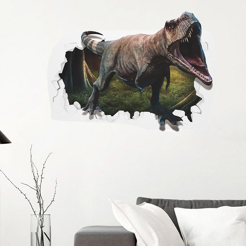 Mur Cassé Féroce Tyrannosaurus Rex Garçon Chambre Décoration Autocollant Gros Nihaojewelry display picture 3