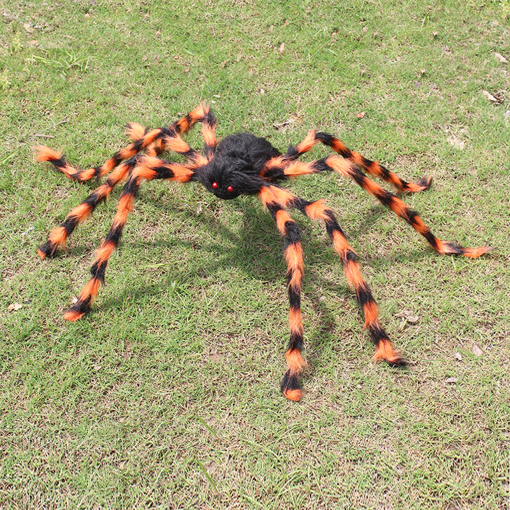 Halloween araña negra color araña peluche super gran araña fantasma fiesta patio césped lugar accesorios de decoración