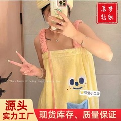 かわいいバスタオルのバスローブは着られる速乾バスのスカートの女性が全身家庭用ドライヘアキャップ寮の三点セット2025