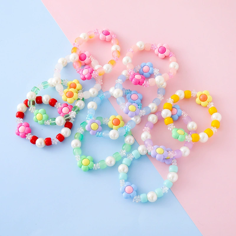 Beaded bracelet, cute accessory from pearl, flowered, wholesale