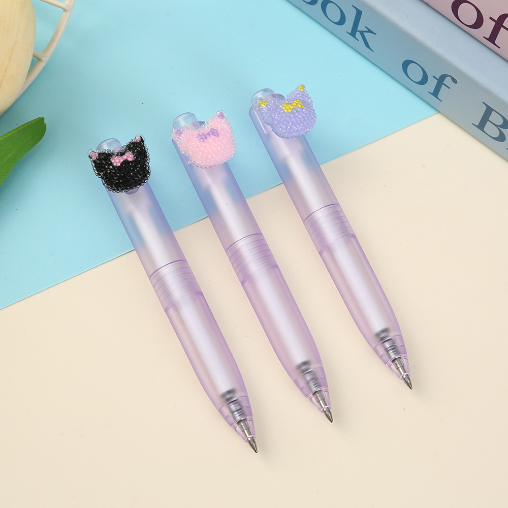 新款蝴蝶笔盖按动黑笔 创意学生书写文具 小巧便携高颜值圆珠笔