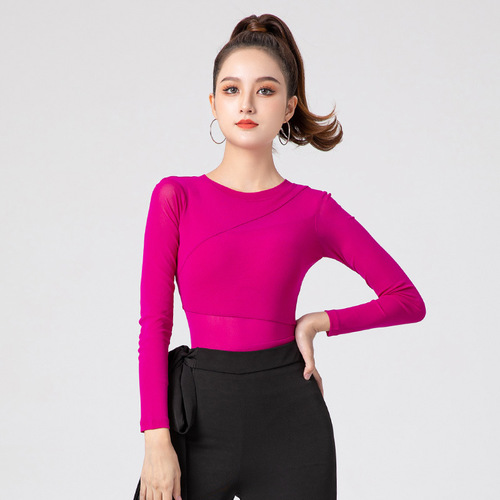 A drop-shipping Latin dance costume for women, modern dance tops, long-sleeved body suits, dance suits, jitterbug dance suits, one-piece
