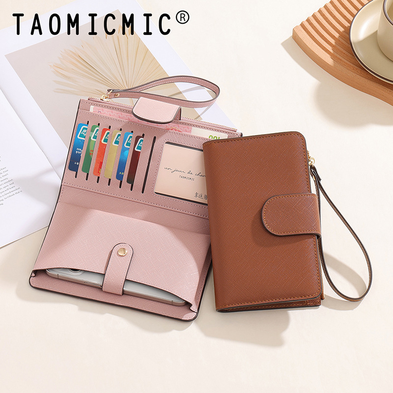Fashionable Long Hand-Held Women's Mobile Phone Bag Large Capacity Hand-Held Coin Card Holder Card Holder Id Protection Leather Case
