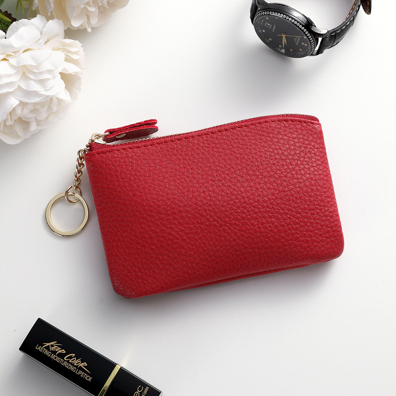 Monedas de cremallera de llave compacta, bolso de cambio de mujer, bolso de cambio de mamá, bolso de almacenamiento delgado mini bolso de cambio