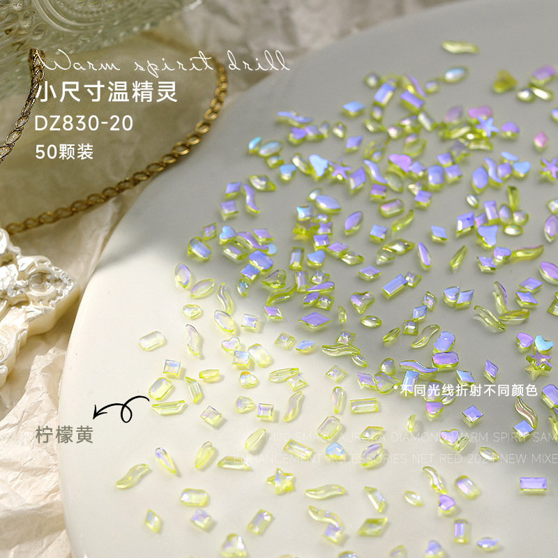 ネットの赤い温の精霊の同モデルの美甲のドリルのミニは白色の異形の平底のドリルの幻の色の混載の樹脂のネイルアートの装飾品を通します。|undefined