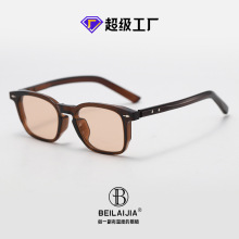 小雀斑同款放板材墨镜男开车专用近视带度数痞帅小方框透橙太阳镜