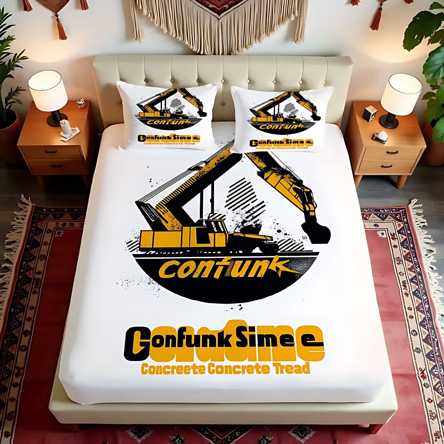 Temas de excavadora de dibujos animados TEMU / JIT impresión digital 3D cama gaza pillow cover set textiles domésticos transfronterizos