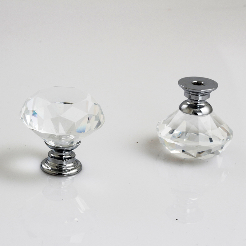 Factory Direct Sale Transparent Crystal Handle Cabinet Makeup Cabinet Drawer Cover Box Single Hole Handle 30 Crystal Handles