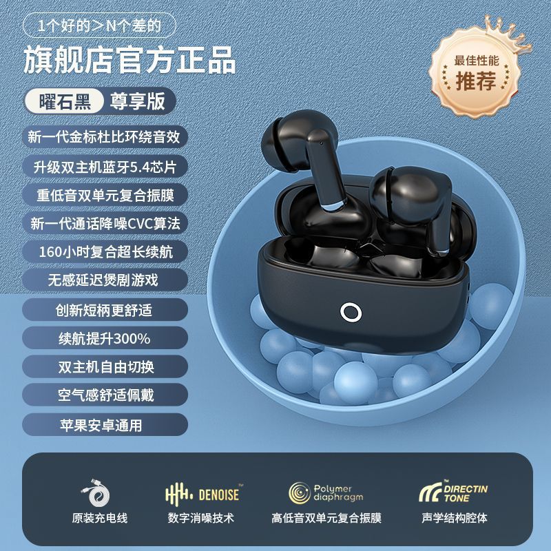 NE101 toda la red explotó la voz de Berlín de mango corto tipo auriculares Bluetooth inalámbricos verdaderos auriculares tipo auriculares de reducción de ruido en el oído