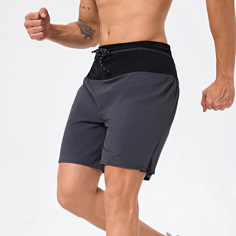 Anti-Wear Leg Sports Shorts for Men, Lightweight and Breathable Marathon Cross-Country Running Three-Point Pants with Multiple Flap Pocket Pantss and Waist Bag for Mobile Phones