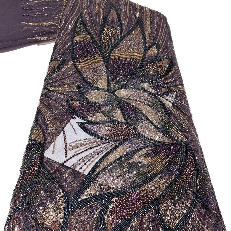 industria pesada alta sensación de loto bordado tela de encaje vestido de boda de lujo vestido de cena modelo de dama tela de vestido image 6
