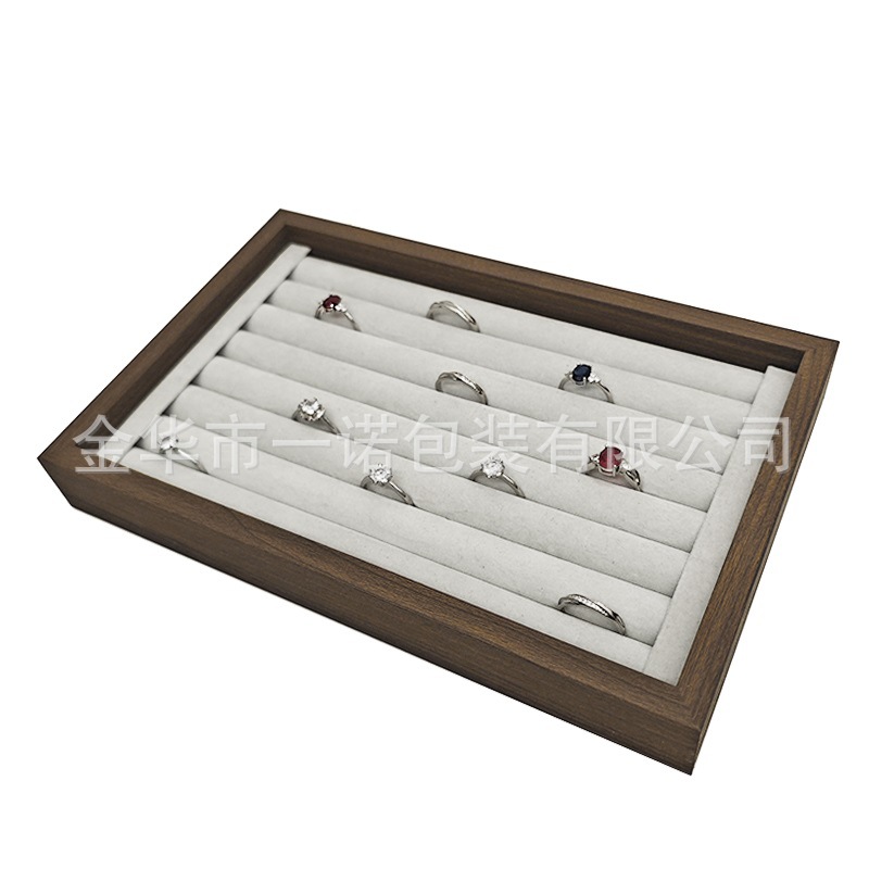 现货胡桃木纹木质小号戒指饰品销售展示盘珠宝首饰销售看货托批发
