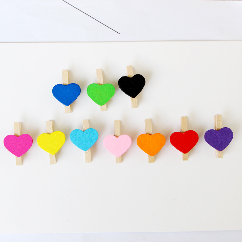 3cm photo clip colorful love small wooden clip photo home decoration crafts wooden craft ornaments 4