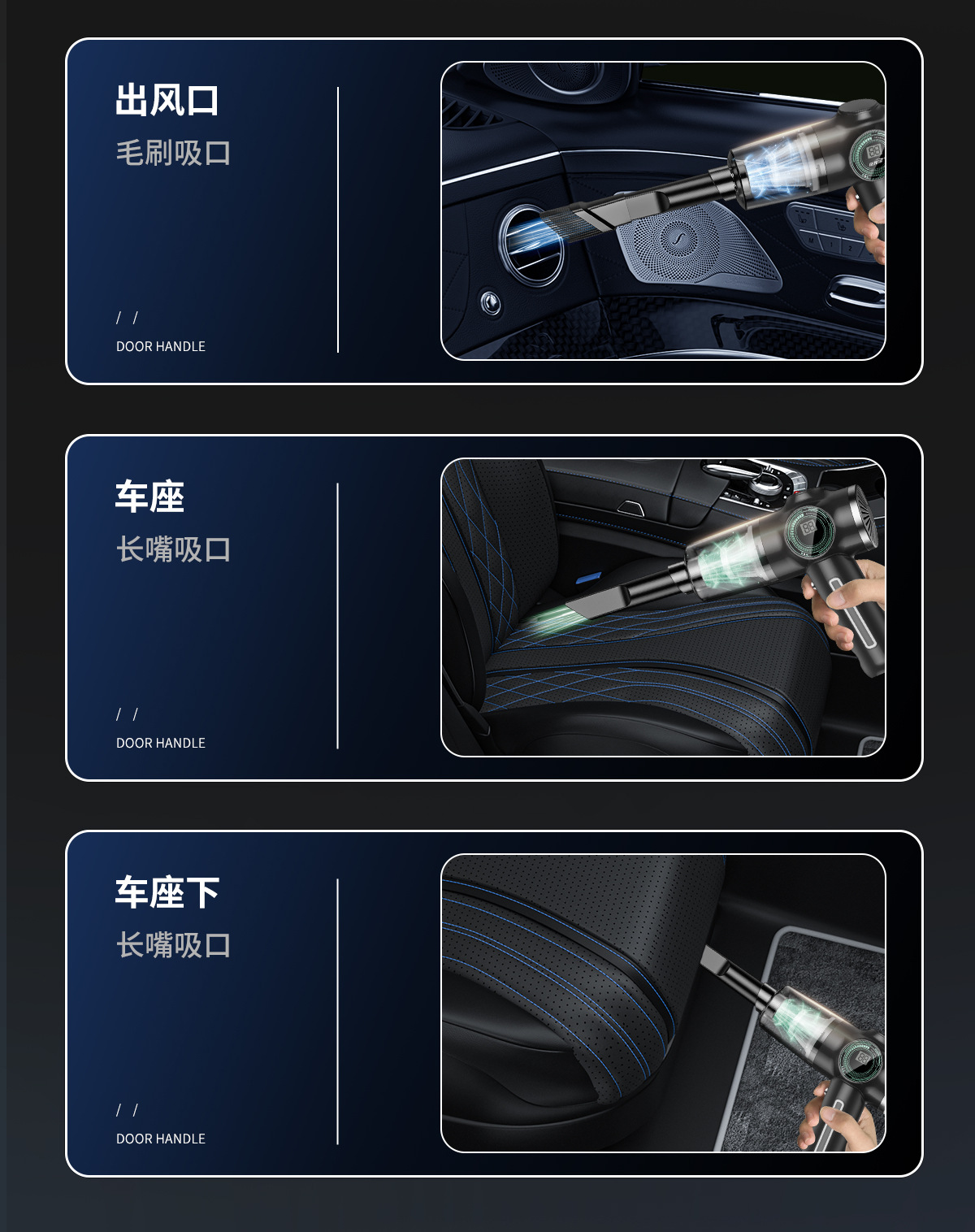 Factory Direct Supply with Digital Display Car Vacuum Cleaner for Home and Car Dual-Use Portable High-Power Handheld Dust Blower Silent