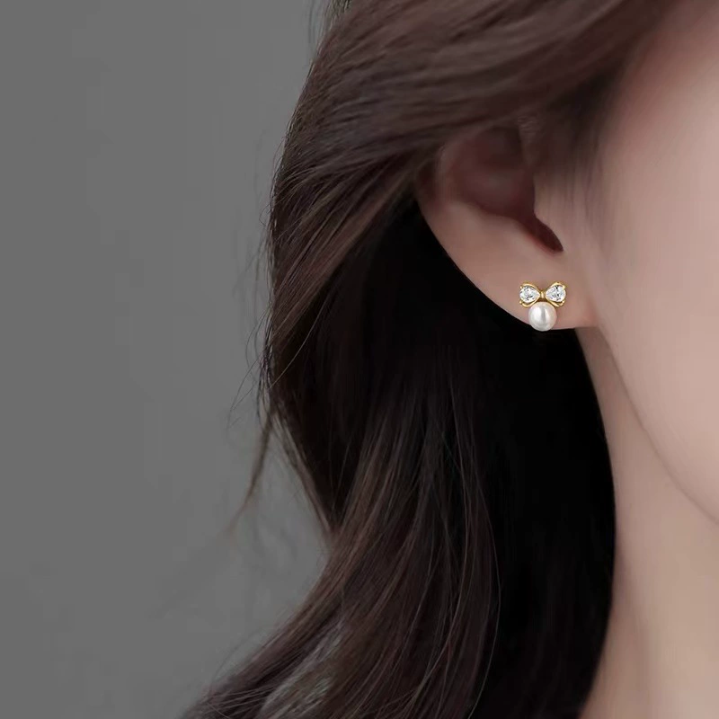 Серебряная игла с бантом, серьги из жемчуга, сумка, образец серебра 925, светская роскошь, стиль высокого качества