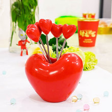 爱心水果叉家用创意不锈刚水果签摆件可爱草莓白菜叉子