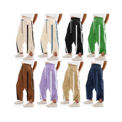 Women's Amazon New Casual Loose Drawstring Bucket Pants Women's Loose Color-Block Workout Y2K Sports Pants Spliced Long