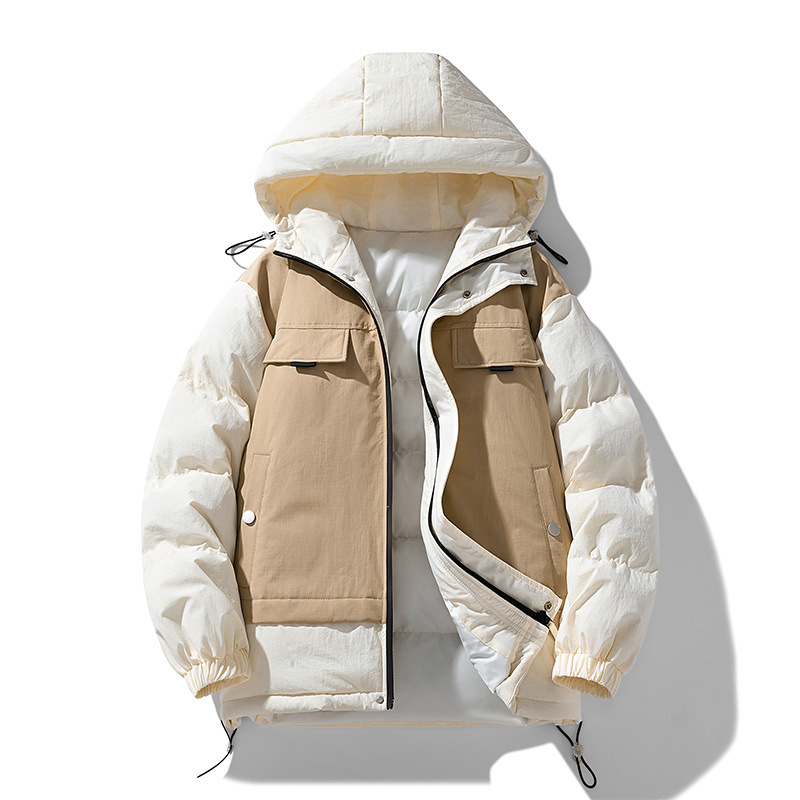 Herrenbekleidung Paar Stil Kapuze zweiteiliger Baumwollmantel Winter Männer und Frauen Windjacke Baumwollmantel lässig Brotmantel Männer_voghion.com