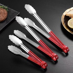 家用不鏽鋼食物夾加厚燒烤硅膠食品夾牛排夾廚房多功能麵包夾子