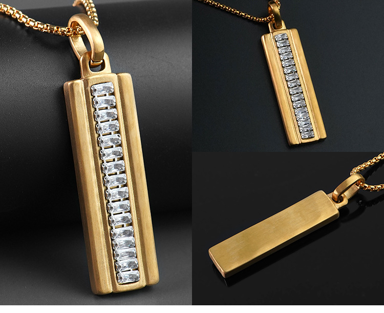 Simplicity, fashion, personality, hollowed out rectangular diamond inlaid men's and women's necklaces, creative_voghion.com
