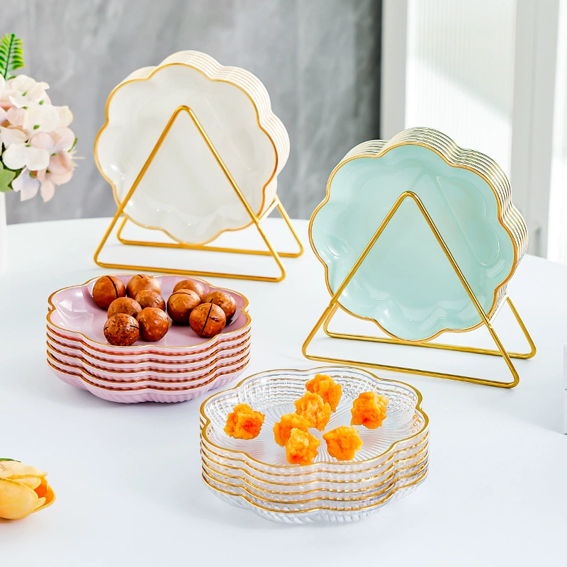 Чашка-филигрань из bone china с цветочным рисунком (Tuchi), тарелки-под snack-товары с золотым ободком, один набор или 4/6 шт с подставкой