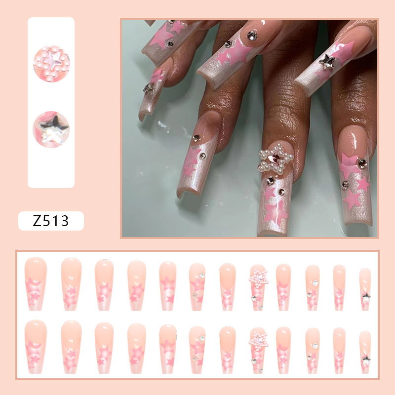 Puro deseo de hadas temperamento completo diamante desgaste uñas manicura blanca Otoño e Invierno esencial brillante manicura 24 unidades