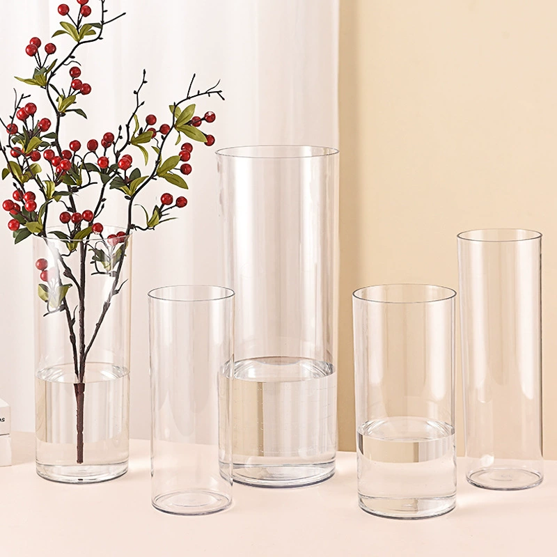 High-transparent simulation glass plastic vase, food-grade hydroponic plant container, multiple sizes