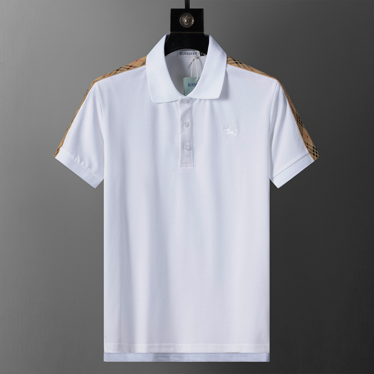 Cross-border versión correcta 26 nuevo polo para hombres color sólido negocios Jacquard casual con solapa de punto manga corta 1