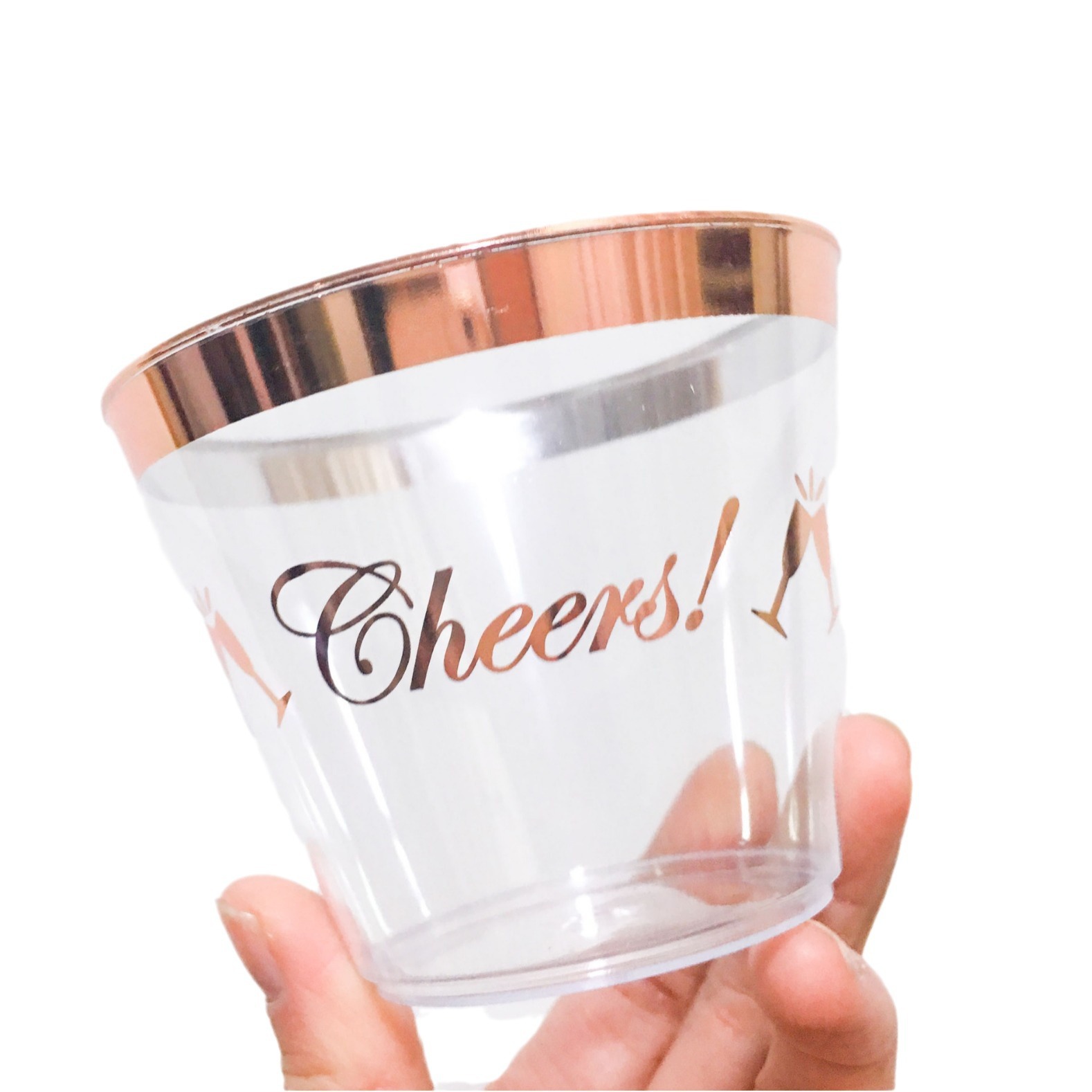 9oz logo taza de agua desechable taza de postre taza de mousse copa de vino polvo de plata whisky taza de plástico