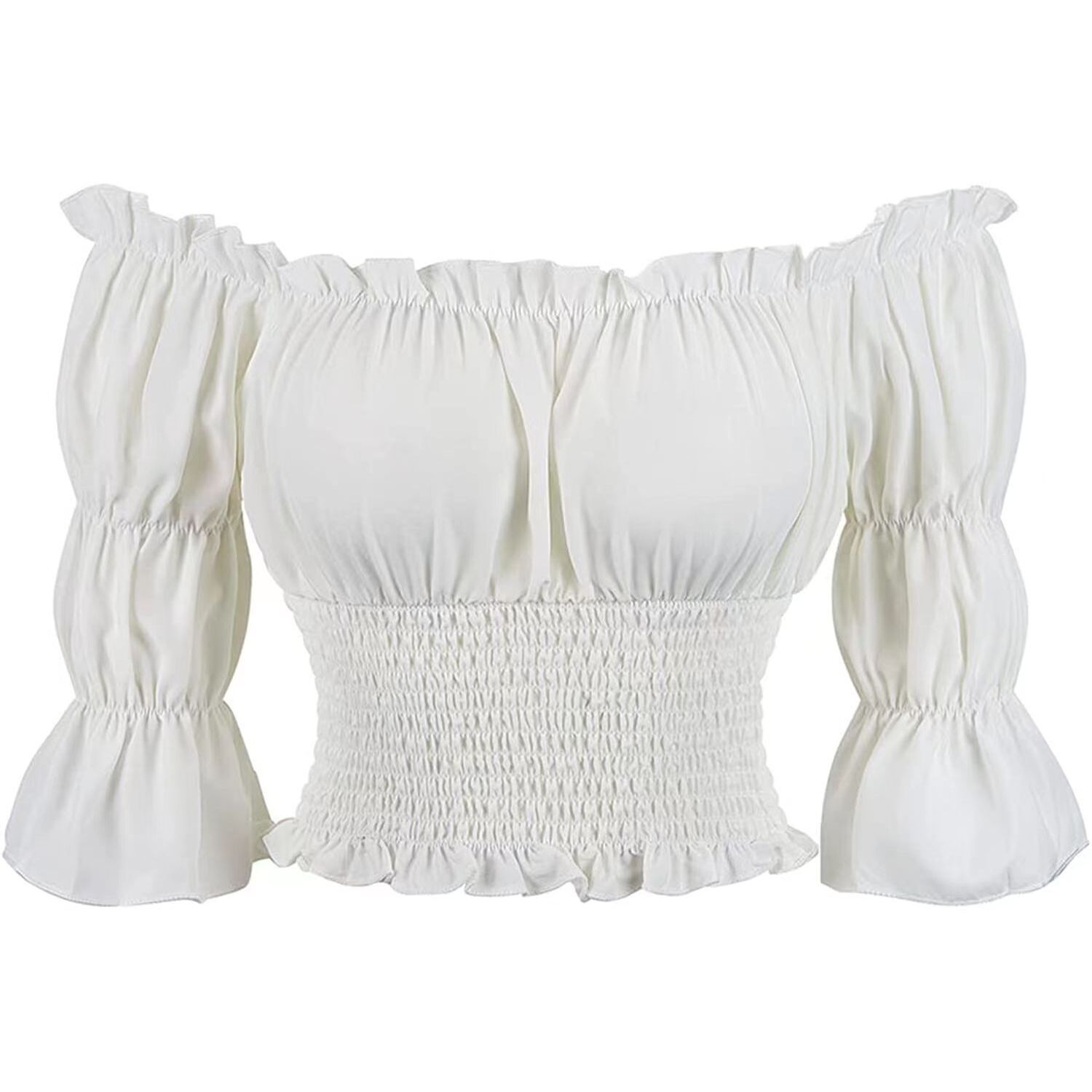 Renaissance Women's Crop Top Short Sleeve Pirate Peasant Crop Shirt