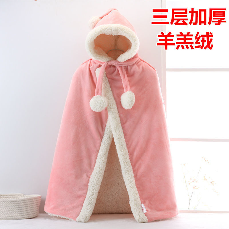 baby go out cloak baby thickening Autumn and winter Windbreak Cape Adidas Plush Winter clothes Hooded Shawl coat