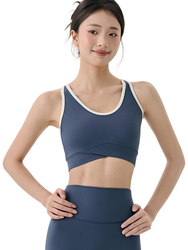 莱卡裸感瑜伽上衣背心女固定杯聚拢文胸撞色百搭玻尿酸润肤瑜伽服|undefined