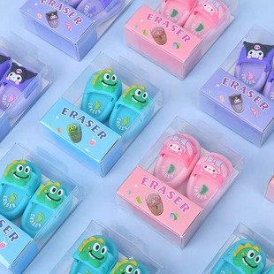 in stock Creative Sanrio Slippers Modeling Eraser Primary School Students Scrap-free Wipe Clean No Marks Eraser