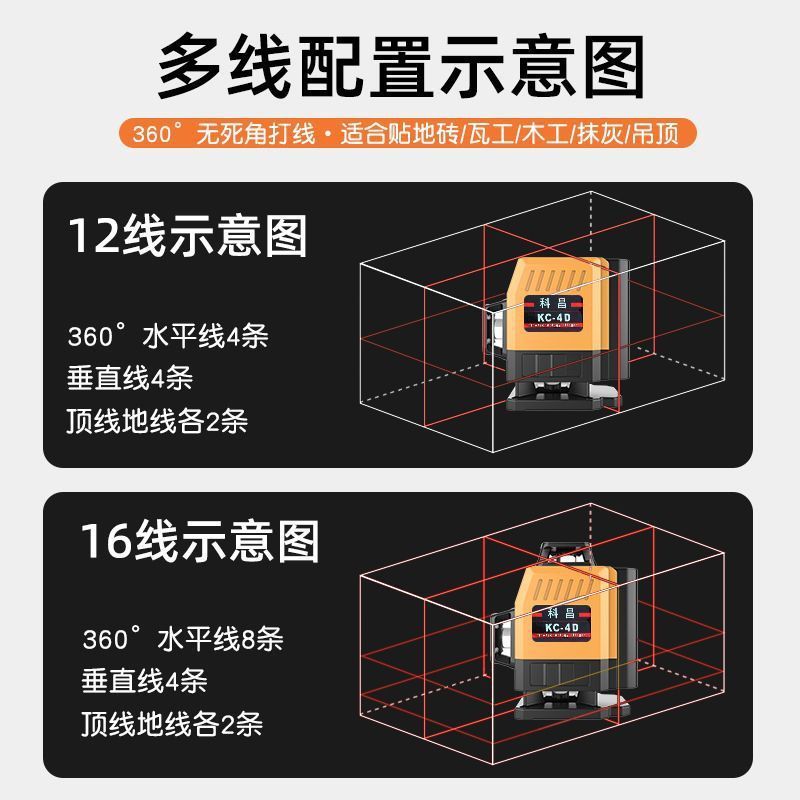 科昌进口红光12线16线新款红外线高精度强光户外2024款迷你水平仪|undefined