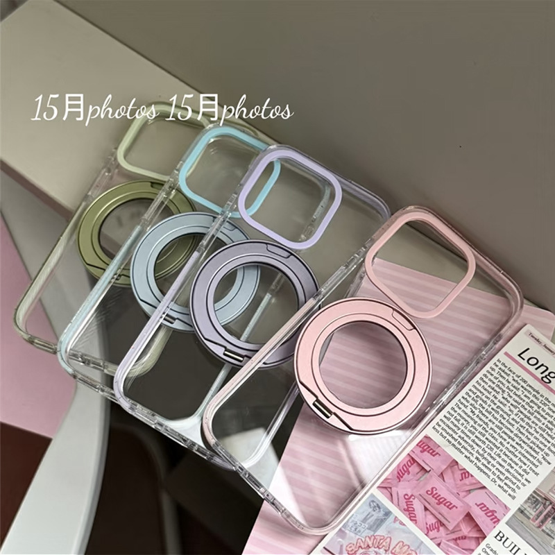[New Technology Ai Camera Button] Candy Color Transparent Magnetic Suction Case Suitable for Apple 16Promax Mobile Phone Case New Iphone15Pro Stylish Simple 13Pm All-Inclusive 14 Protective Cover