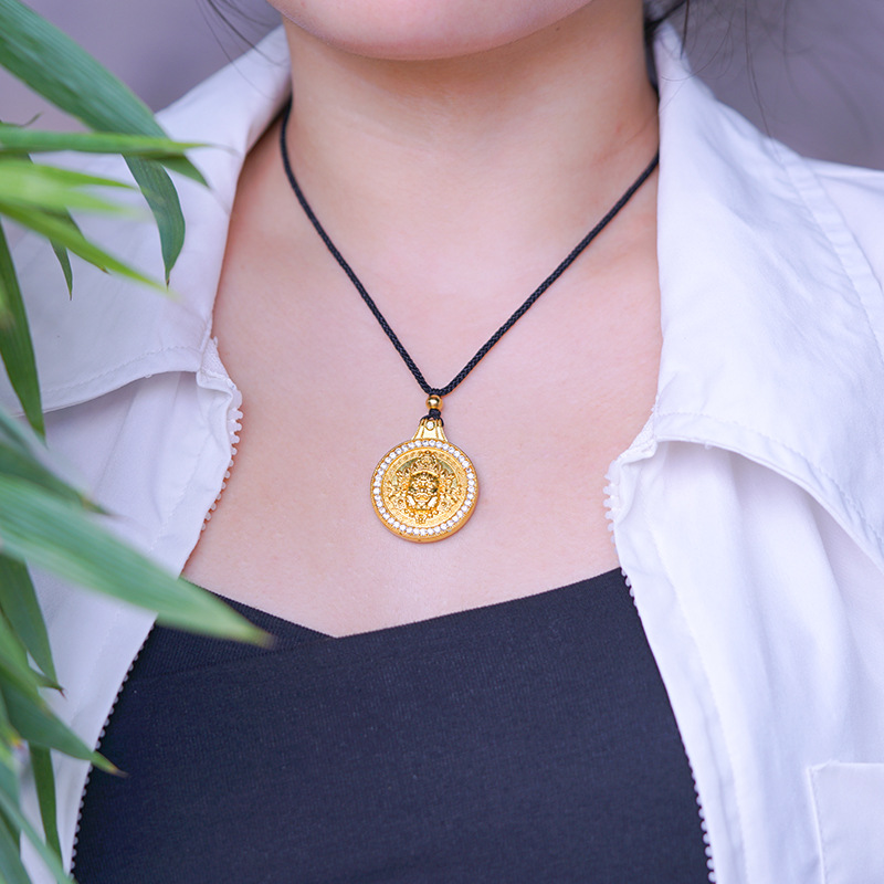 Vietnam Shajin Luohan disco micro aleación de cobre collar de cuerda negra Yiwu joyería China fábrica de suministro al por mayor image 4