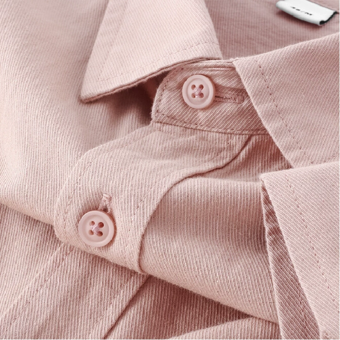 2025 допаминовая рубашка носить! Абрикосовая пыльца хлопчатобумажная рубашка с длинными рукавами