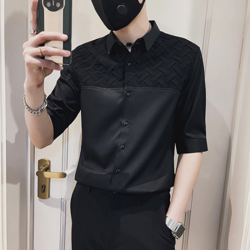 Men's Summer Ice Silk Five-Button Short-Sleeve Shirt 2025 New Business Slim Fit Thin Casual Short-Sleeve Shirt