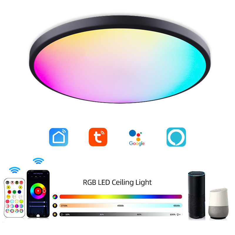 Cross-border new graffiti APPWiFi smart ceiling lamp Alexa voice Google Bluetooth colorful ceiling lamp