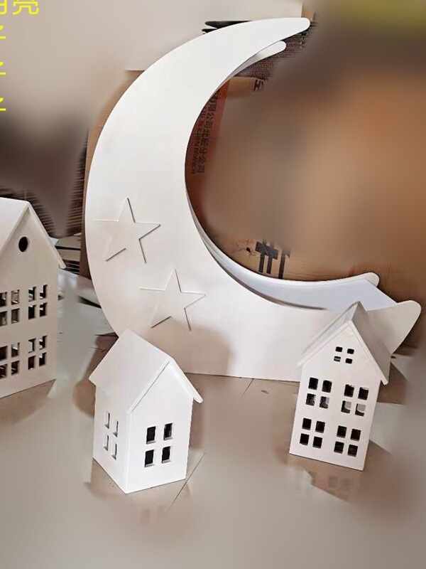 Young Kidsren's Photography Props Photo Studio Moon Boat Hundred Days Baby Photo Area Scene Layout Decorative Ornaments Moon Bed