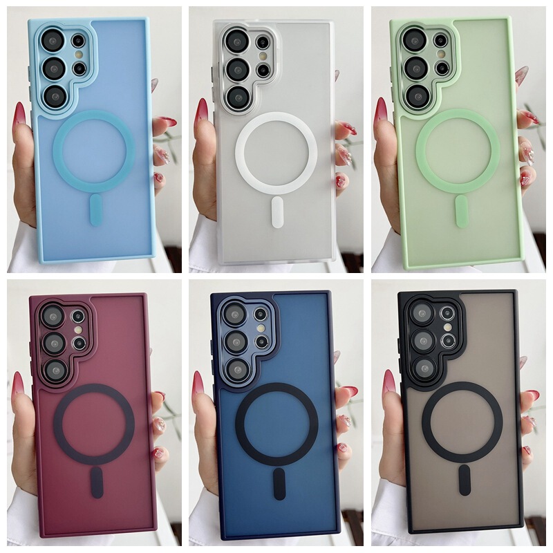 Magnetic Skin-absorbing Hard Shell for Samsung S25Ultra Phone Case S23 Protective Case S24Plus with Lens Film