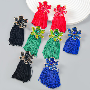 New winter in Europe and the alloy drip tassel earrings female flowers Bohemia folk fairy evening dresses earrings wholesale