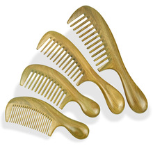 新品绿檀厚柄木梳厂家批发檀香木梳居家日用梳头长发男女梳刻字