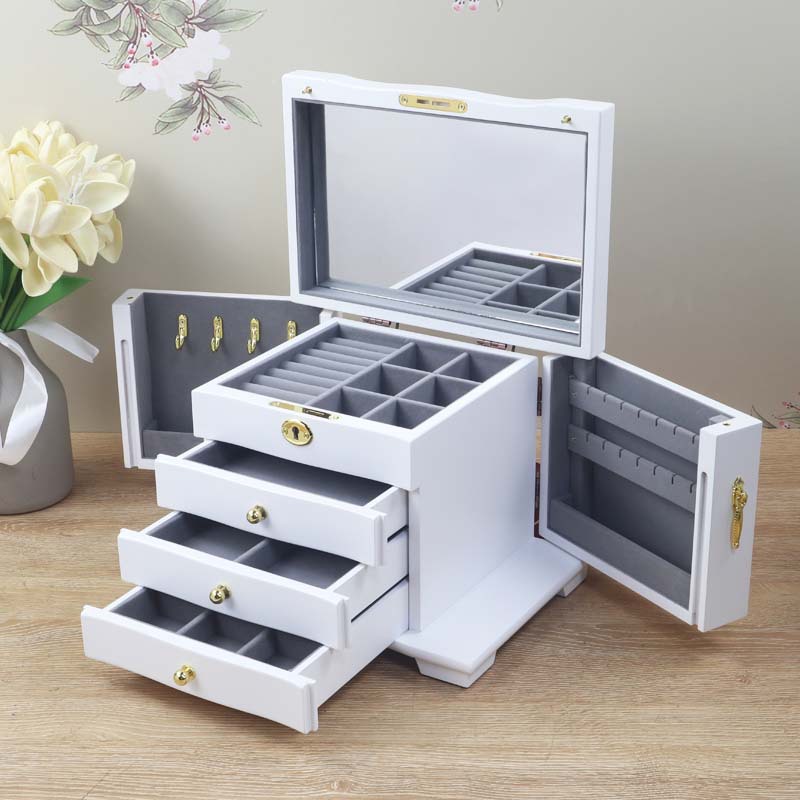 European Style High-end Jewelry Storage Box Exquisite Large Capacity Necklace Earrings Storage Gesture Box Practical Jewelry Box with Lock